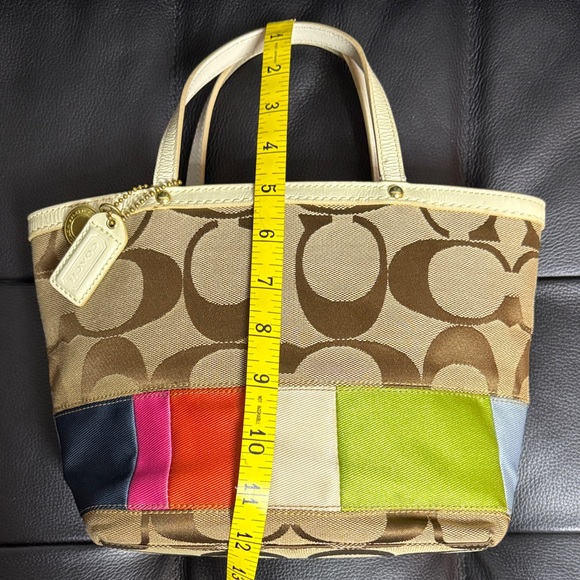 Coach Tan and Multicolor Patchwork Tote - Picture 7 of 13